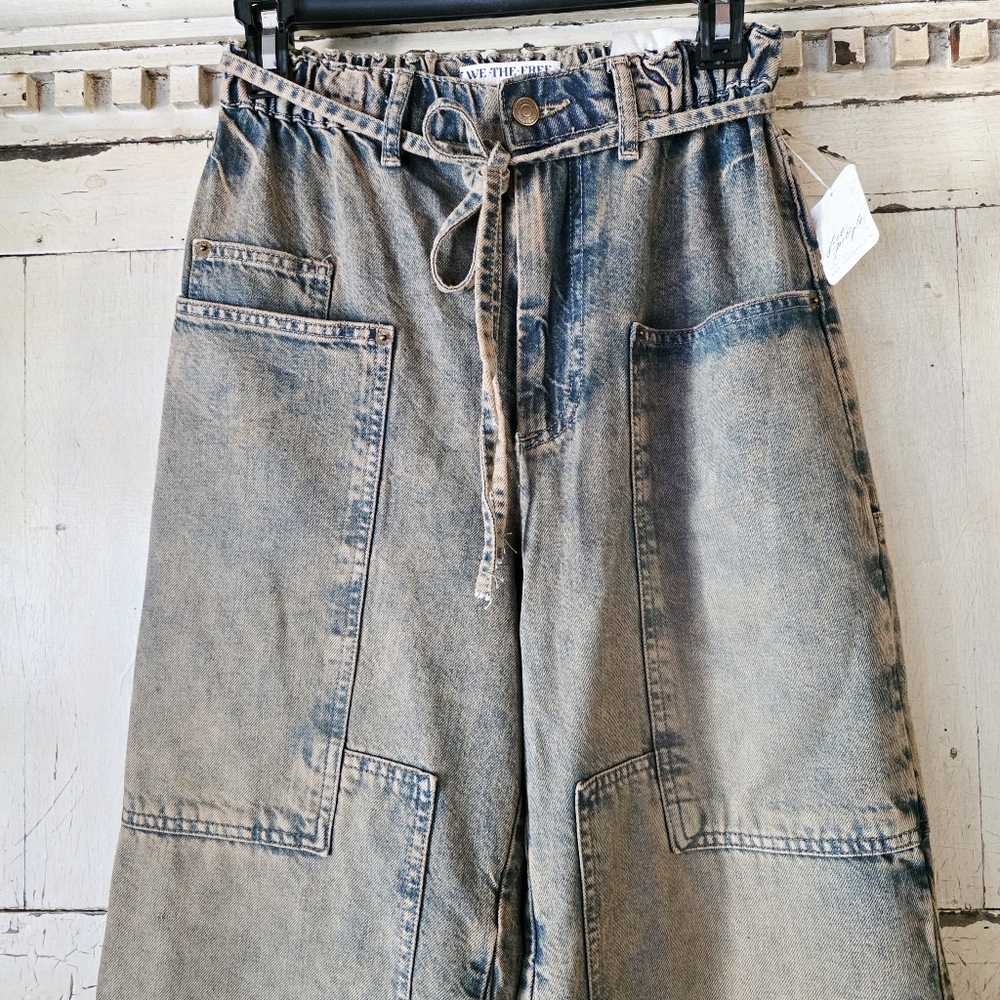 NWT Free People Curvy Outlaw sz S Wideleg Jeans In Memphis Mud - Picture 9 of 14